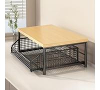 LatoYard Chariot de cuisine pour micro-ondes avec panier de rangement inférieur, pour étagère roulante compacte, 41,9 cm pour L x 30 cm l x 40 cm H, MDF et cadre en métal, blanc/noir