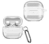 LatoYard Coque pour Huawei FreeClip Robuste Design Fibre de Carbone Coque Rigide Anti-Scratch Bumper avec Porte-clés Clip Gris (Transparent)