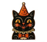 LatoYard Décoration d'Halloween en bois peinte à la main, design rétro classique de dessin animé pour décoration d'étagère de cheminée, robuste et rustique pour festival d'automne pour accentuer