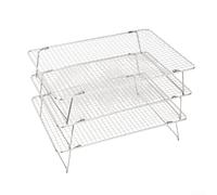 LatoYard Ensemble de grilles de cuisson en acier inoxydable, empilables, 41,9 x 30,5 x 8,9 cm, grille de refroidissement pour pâtisseries et viandes (trois couches)