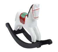 LatoYard Figurine de cheval à bascule en bois peinte à la main - Décoration rétro pour maison et bureau - Ornement d'art unique (blanc)