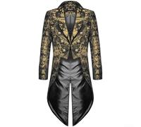 LatoYard Gilet Steampunk rétro pour homme à simple boutonnage pour homme - Coupe ajustée pour Halloween, soirée rock, noir et doré, taille M - 2XL