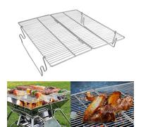 LatoYard Gril de barbecue pliable et portable en acier inoxydable pour camping, pique-nique, cuisine en plein air, grille de rouille légère Argenté