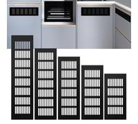 LatoYard Grille d'aération rectangulaire en alliage d'aluminium 60 mm pour armoire, armoire à chaussures, boîtier d'ordinateur, porte de salle de bain, couvercle de ventilation noir