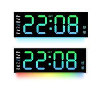 LatoYard Horloge murale numérique avec minuterie de 99 min et 59 secondes, moniteur de température et luminosité réglable pour salle de classe, salle de sport - Noir