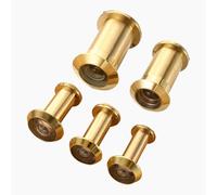 LatoYard Judas de porte en cuivre avec lentille optique grand angle de 220 degrés, couverture arrière anti-regard, longueur réglable pour portes de 35 mm-80 mm, finition dorée