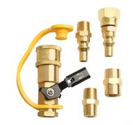 LatoYard Kit d'adaptateur à connexion rapide en laiton pour camping-car, valve d'arrêt NPT de 6,35 mm et raccord pour tuyau, barbecue à gaz basse pression et chauffage, 5 pièces pour barbecue en plein