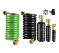 LatoYard Kit de poche de vidange avec tuyau rétractable, 3 m, pour tuyaux de 2,5 à 15,2 cm, douches et piscines, adaptateur en laiton, vanne d'arrêt, lot de 3 verrous de porte