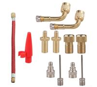 LatoYard Lot de 12 adaptateurs de valve de pompe à vélo avec convertisseurs SV/DV/AV, aiguille à air, rallonge de buse et tuyau pour gonflage des pneus