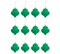 LatoYard Lot de 12 boules de Noël en peluche, 6 cm, décorations de style lanterne en 4 couleurs pour décoration festive à suspendre au sapin (vert)
