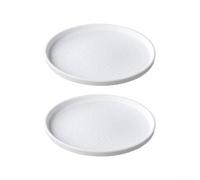 LatoYard Lot de 2 assiettes rondes en mélamine à texture de pierre blanche de 20,3 cm et 27,9 cm - Assiettes de service peu profondes pour la nourriture, assiettes de service incassables pour salle à