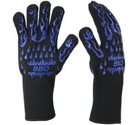 LatoYard Lot de 2 gants de barbecue chauffants pour four et gril, gants anti-brûlure isolés en silicone 500 C pour le camping et la pâtisserie