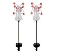 LatoYard Lot de 2 lampes solaires anges à changement de couleur pour décoration de jardin, résistant aux intempéries (rose)