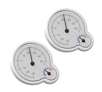 LatoYard Lot de 2 thermomètres et hygromètres mécaniques d'intérieur avec double cadran pour usage domestique Blanc