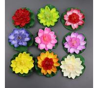 LatoYard Lot de 20 fleurs de lotus artificielles rouges pour nénuphar - 10 cm de diamètre - En mousse EVA - Avec fixation pour anneau pour extérieur, étang, aquarium, jardin, décoration paysagère