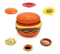 LatoYard Lot de 6 bols à sauce en plastique en forme de hamburger - pour mini plat à sauce, sushis, ketchup, condiments - Assiettes à goûter jaunes et oranges de 10 cm