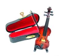 LatoYard Mini violon portable avec support et étui de rangement, instrument de musique en bois exquis pour musiciens, amis, anniversaire, Noël (8 cm)