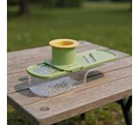 LatoYard Moulin à ail manuel 3 en 1 et trancheuse à légumes, en ABS de qualité alimentaire, mini hachoir avec boîte de rangement, protège-mains sûr pour la préparation de la cuisine, vert