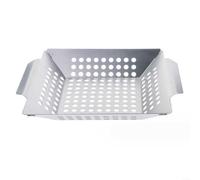 LatoYard Panier en acier inoxydable pour barbecue Weber - Poêle à barbecue avec poignées larges - Idéal pour les poissons, légumes, petites coupures directes, 34 cm (34 cm)