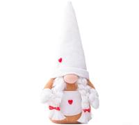 LatoYard Poupée de nain doux non tissé 36 cm Blanc Thème Amour | Motif cœur, touche romantique, Saint-Valentin, pour une sensation de peluche douce, accent festif (femme)