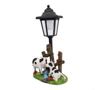 LatoYard Statue de bétail solaire résistante aux intempéries avec lanterne, grande vache en résine, décoration d'extérieur durable pour patio, pelouse, cour