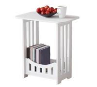 LatoYard Table d'appoint compacte blanche, table d'appoint étroite à 2 niveaux avec étagère ouverte, table basse en PVC durable pour salon, chambre à coucher, 32 x 22 x 40 cm