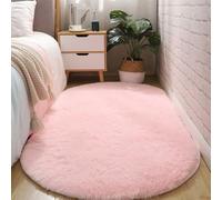LatoYard Tapis ovale en peluche 0,8 x 1,6 m - Moquette douce à poils longs pour chambre à coucher et salon, envers antidérapant