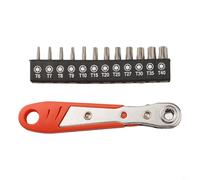 LatoYard Tournevis à cliquet à angle droit avec embouts Torx T6-T40, 12 pièces, mini kit de clés pour espaces restreints, outil réversible en alliage d'acier