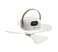 LatoYard Ventilateur de plafond extérieur avec minuteur, 4 modes de vent, éclairage intégré pour terrasse, tonnelle, tente, blanc (chargement)