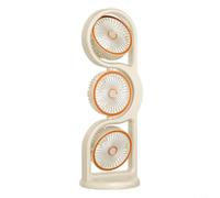 LatoYard Ventilateur tour oscillant à 360° alimenté par USB avec 5 vitesses, tête inclinable pour chambre à coucher, bureau, maison (troisième impression, beige)