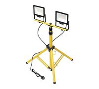 Latrans Projecteur de chantier LED avec trépied - 100 W - Double - 2 x 50 W - 4000 K - Projecteur de travail - 5 m - Lampe de chantier - Réglable en hauteur - Pour l'intérieur et l'extérieur - Jaune