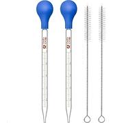 Latrat 2x 10ml compte - gouttes en verre gradué avec boule d'aspiration en caoutchouc avec 2 brosses nettoyantes pour liquides huiles essentielles maquillage artistique laboratoire de chimie