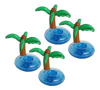 LATRAT 4 pièces Palmiers gonflables Dessous de Verre Jumbo Cocos Porte-Gobelets Plage Décoration de Fond pour Luau Party hawaïen