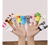 LATRAT Lot de 10 marionnettes de doigts d'animaux en peluche pour petits jouets en forme de cadeau de Noël pour enfants, marionnettes à doigts