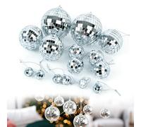 LATRAT Lot de 15 boules disco argentées - Plusieurs tailles pour plusieurs scénarios - Pour sapin de Noël, mariage, fête d'anniversaire, décoration - Effet de lumière