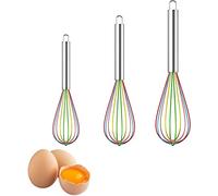 LATRAT Lot de 3 fouets en silicone pour mélanger, battre, mousser et remuer, fouet de cuisine