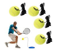 LATRAT Lot de 4 balles de tennis avec string - Équipement de rechange durable - Avec cordon - Pour débutants - Jaune