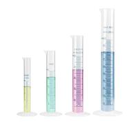 LATRAT Lot de 4 cylindres gradués en plastique - 10/25/50/100 ml - Pour bricolage et laboratoires scientifiques - Cylindre gradué en plastique - Outils de mesure liquide pour la cuisine chimique