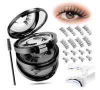 LATRAT Lot de 4 paires de cils magnétiques - Aspect naturel - Avec applicateur - Réutilisable - Sans colle ni eye-liner - Aimants puissants et étanches