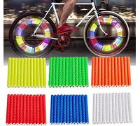 LATRAT Lot de 72 réflecteurs de rayons de vélo pour jantes de vélo, couvre-rayons de vélo, bâtons réflecteurs de rayons pour VTT, vélo à pignon fixe, vélo tout-terrain, 6 couleurs