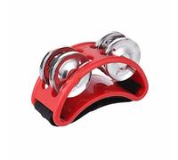 LATRAT Tambourin de pied Foot Tambourllo Drum Foot Jingle Bell, Tambour portable (rouge)