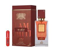 Lattafa Ana Abiyedh Scarlet Eau de Parfum Femme 100ml Parfum Arabe Longue Durée Comprend un Vaporisateur Rechargeable Parfum Floral Doux avec Notes de Cerise, Vanille et Rose (Ana Abiyedh Scarlet)