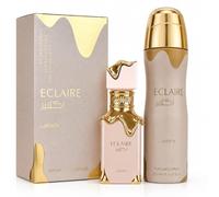 Lattafa Éclaire Coffret Femme - Eau de Parfum 30 ml + Déodorant Spray Parfumé 200 ml + Surprise - Coffret Cadeau Femme - Parfum Floral Gourmand Vanillé - Idée Cadeau Anniversaire, Noël, Saint-Valentin