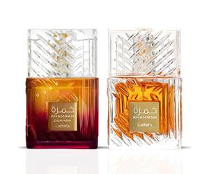 Lattafa Khamrah & Khamrah Dukhan Eau de parfum en vaporisateur 100 ml Deux icônes un duo intense, mystérieux et profondément indulgent