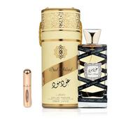 Lattafa Oud Mood Eau de parfum 100 ml, parfum arabe unisexe de longue durée, avec atomiseur rechargeable 5 ml, parfum oriental chaud avec notes de cannelle, oud et ambre (Oud Mood)
