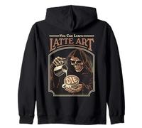 Latte Art Coffee Grim Reaper Retro Vintage Funny Adult Humor Sweat à Capuche