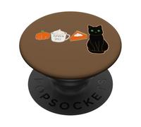 Latte aux épices à la Citrouille, Tarte et Chat Noir Kawaii Love Fall PSL PopSockets PopGrip Adhésif
