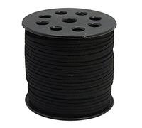 L'attrape-rêve 3 mètres de Cordon Plat en Daim, Couleur Noir pailleté, épaisseur 3 mm
