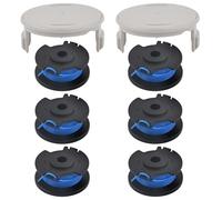 Latuwa Lot de 2 capuchons de retenue pour tête de débroussailleuse AC14HCA RAC142 et 6 bobines RAC143 AC80RL3 AC14RL3A pour débroussailleuse sans fil Ryobi 40 V RY40001 RY40021 RY40200 RY40201 RY40210