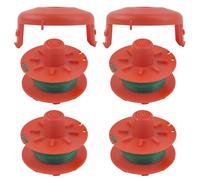 Latuwa Lot de 4 bobines de tête de débroussailleuse 05367-20 avec ligne de 4,3 m x 0,2 cm et 2 capuchons de retenue de bobine 05329-20 pour tondeuse Gardena Turbo SmallCut 2402 2404